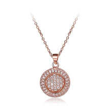 Load image into Gallery viewer, 925 Sterling Silver  Plated Rose Gold Brilliant Geometric Round Pendant with Cubic Zircon and Necklace - Glamorousky