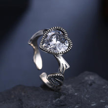 Load image into Gallery viewer, 925 Sterling Silver Fashion Vintage Heart Shaped Cubic Zircon Adjustable Ring - Glamorousky