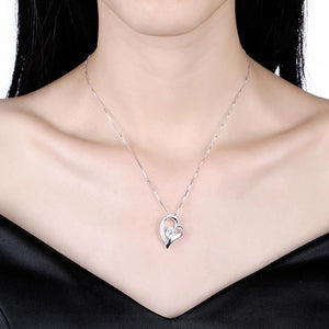 925 Sterling Silver  Romantic Heart Pendant with Cubic Zircon and Necklace - Glamorousky