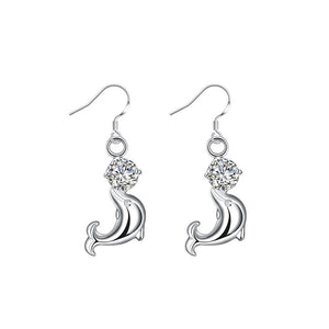 Simple and Cute Dolphin Earrings with White Cubic Zircon - Glamorousky