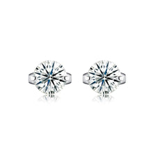 Load image into Gallery viewer, 925 Sterling Silver Simple and Bright Cubic Zirconia Round Stud Earrings - Glamorousky