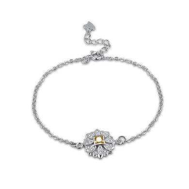925 Sterling Silver Fashion Simple Sun Flower Bracelet with Austrian Element Crystal - Glamorousky