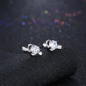 925 Sterling Silver Fashion Heart Arrow Stud Earrings with Cubic Zircon - Glamorousky
