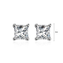 Load image into Gallery viewer, 925 Sterling Silver Simple Fashion Geometric Square Cubic Zircon Stud Earrings - Glamorousky