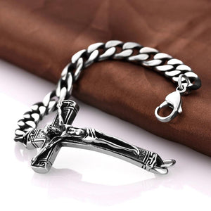Fashion Ancient Mayan Jesus Cross Titanium Steel Bracelet - Glamorousky