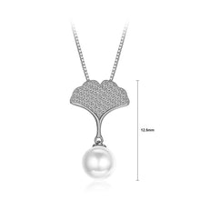 Load image into Gallery viewer, 925 Sterling Silver Elegant Apricot Leaf Pearl Pendant with Austrian Element Crystal and Necklace - Glamorousky