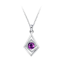 Load image into Gallery viewer, Fashion Classic Geometric Rhombus with Purple Cubic Zircon and Necklace - Glamorousky