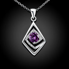 Load image into Gallery viewer, Fashion Classic Geometric Rhombus with Purple Cubic Zircon and Necklace - Glamorousky