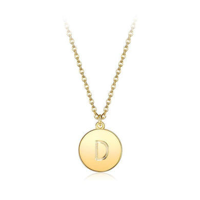 Fashion Simple Plated Gold Letter D Round Pendant with Necklace - Glamorousky