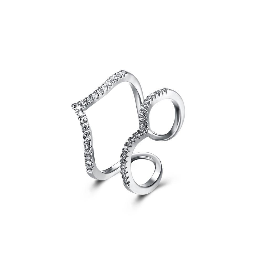 Fashion Simple Geometric Cubic Zircon Adjustable Open Ring - Glamorousky
