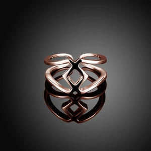 Fashion Simply Plated Rose Gold Geometric Adjustable Split Ring - Glamorousky