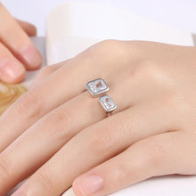 Load image into Gallery viewer, Fashion Elegant Geometric Square Austrian Element Crystal Adjustable Split Ring - Glamorousky