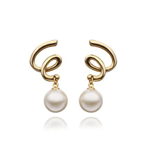 Load image into Gallery viewer, Elegant Plated Gold Water Drop-shaped Pearl Earrings - Glamorousky