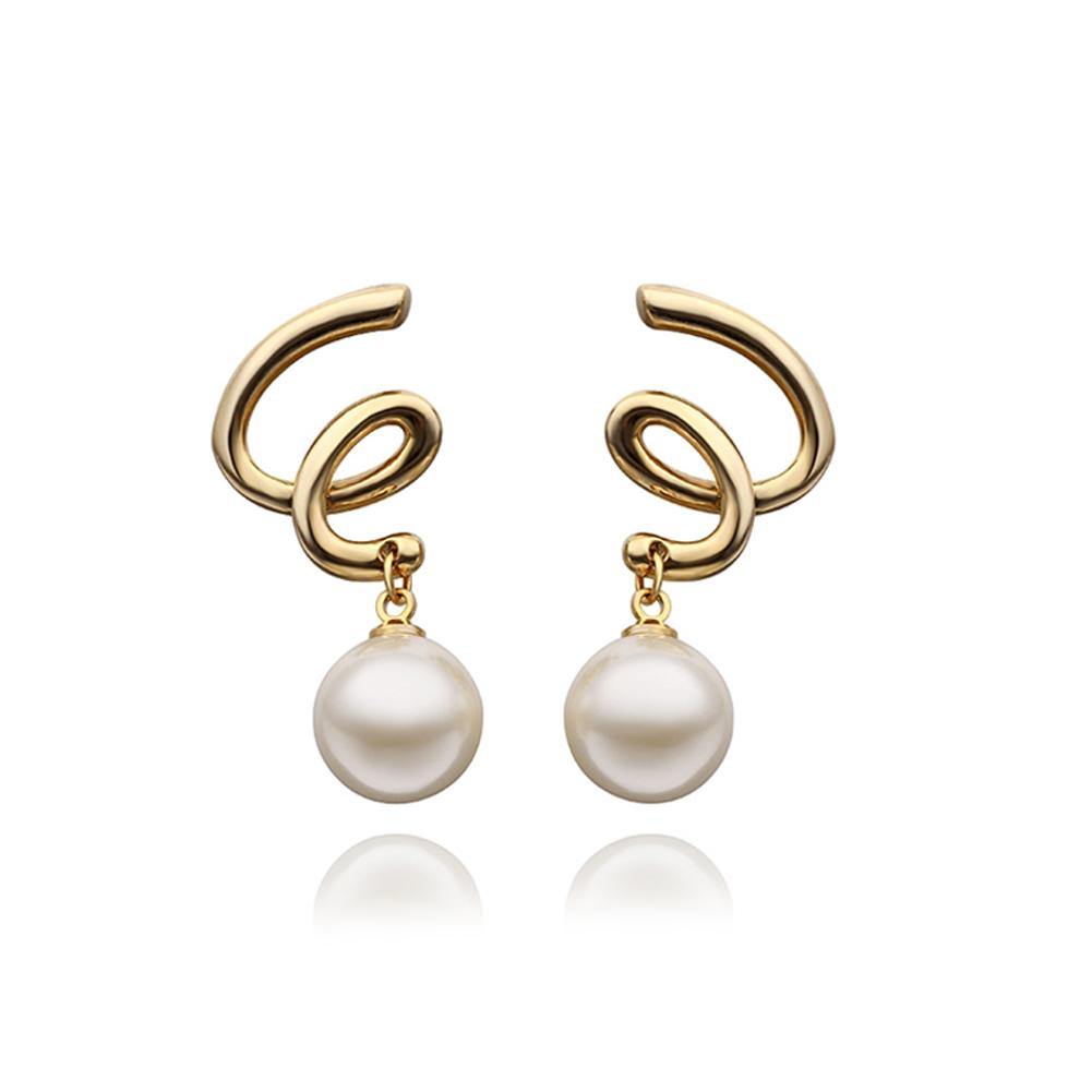 Elegant Plated Gold Water Drop-shaped Pearl Earrings - Glamorousky