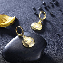 Load image into Gallery viewer, Fashion Plated Gold Star Moon Round Earrings with Austrian Element Crystal - Glamorousky