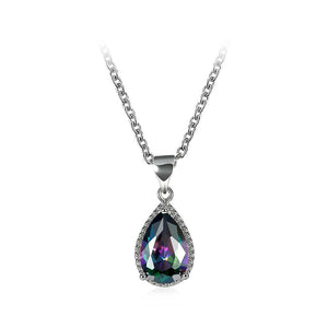 Fashion and Elegant Water Drop-shaped Pendant with Colored Cubic Zircon and Necklace - Glamorousky