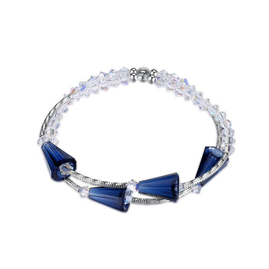 925 Sterling Silver Blue Funnel Bracelet with Austrian Element Crystal - Glamorousky