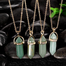 Load image into Gallery viewer, Fashion Elegant Plated Gold Geometric Green Agate Pendant with Necklace - Glamorousky