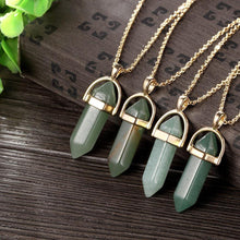 Load image into Gallery viewer, Fashion Elegant Plated Gold Geometric Green Agate Pendant with Necklace - Glamorousky
