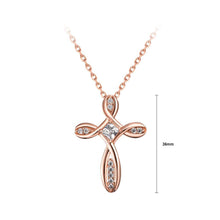 Load image into Gallery viewer, Fashion Elegant Rose Plated Gold Cross Pendant with Cubic Zircon and Necklace - Glamorousky