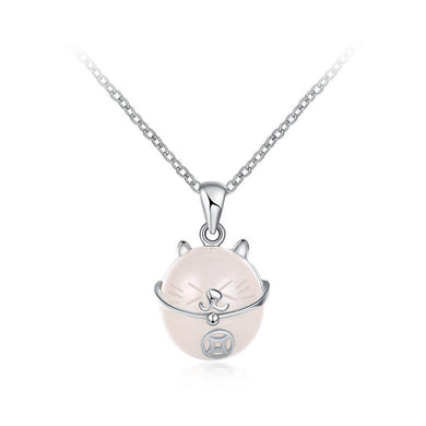 925 Sterling Silver Simple and Cute Cat Pendant with Necklace - Glamorousky