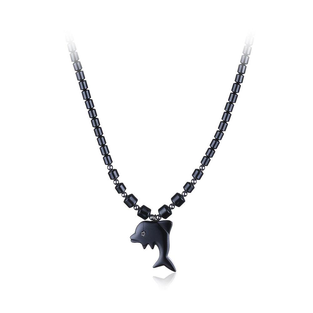 Simple and Fashion Iron Stone Dolphin Pendant with Necklace - Glamorousky