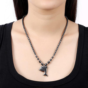 Simple and Fashion Iron Stone Dolphin Pendant with Necklace - Glamorousky