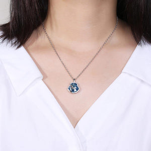 Fashion Dolphin Tail Pendant with Blue Austrian Element Crystal and Necklace - Glamorousky