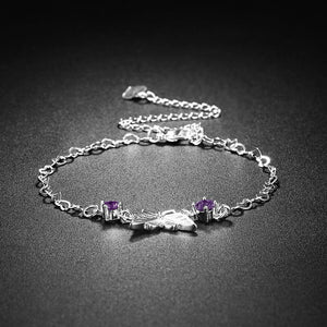 Fashion Simple Hollow Butterfly Anklet with Purple Austrian Element Crystal - Glamorousky