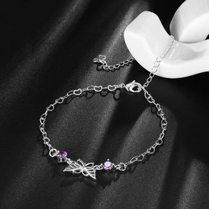 Fashion Simple Hollow Butterfly Anklet with Purple Austrian Element Crystal - Glamorousky