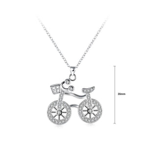 Fashion Simple Bicycle Pendant with Cubic Zircon and Necklace - Glamorousky