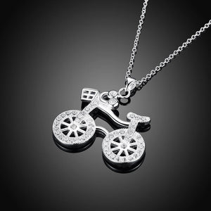 Fashion Simple Bicycle Pendant with Cubic Zircon and Necklace - Glamorousky