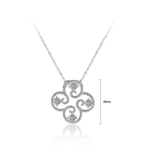 Simple and Fashion Four-leafed Clover Pendant with Cubic Zircon and Necklace - Glamorousky