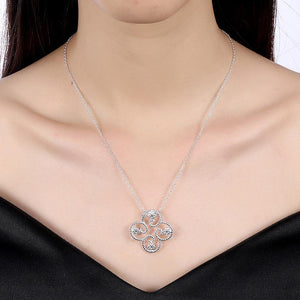 Simple and Fashion Four-leafed Clover Pendant with Cubic Zircon and Necklace - Glamorousky