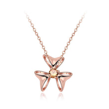Load image into Gallery viewer, Simple and Elegant Plated Rose Gold Flower Pendant with Champagne Cubic Zircon and Necklace - Glamorousky