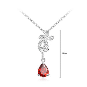 Elegant Romantic Windmill Pendant with Red Cubic Zircon and Necklace - Glamorousky