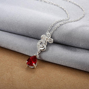 Elegant Romantic Windmill Pendant with Red Cubic Zircon and Necklace - Glamorousky
