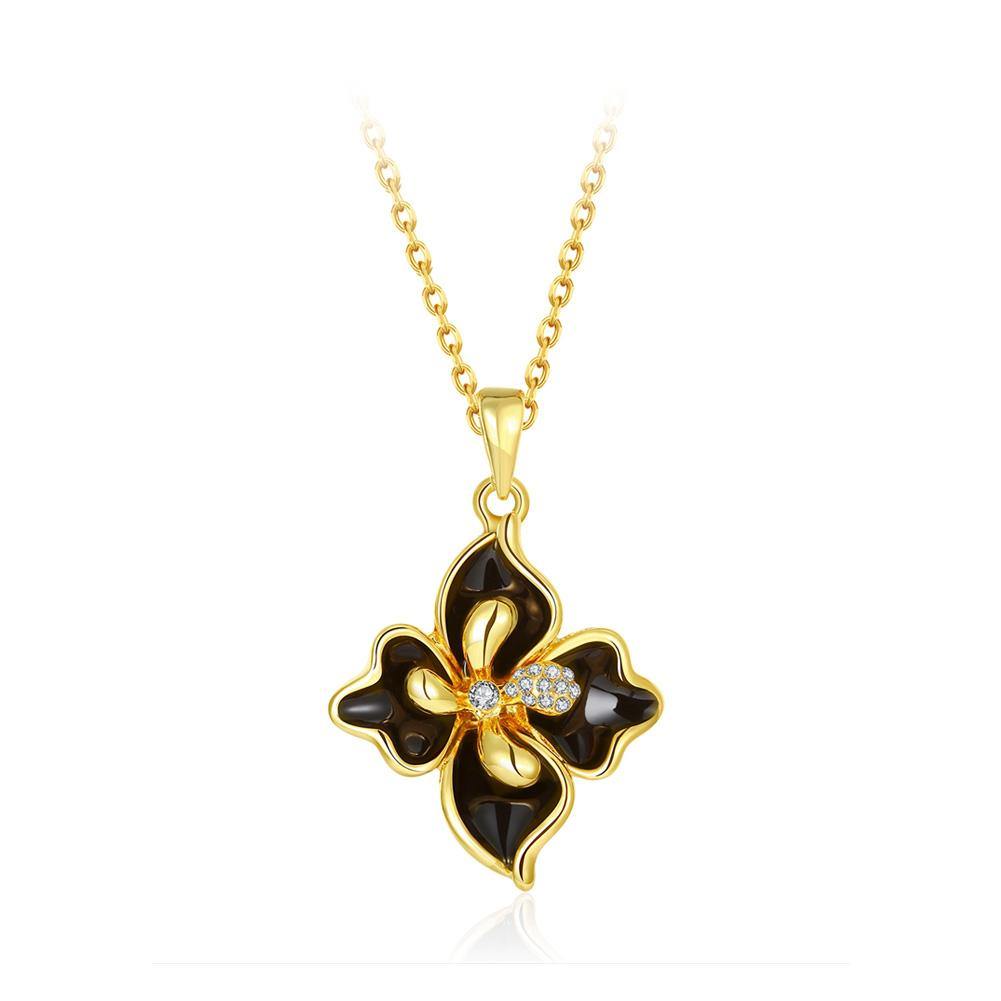 Elegant and Fashion Plated Gold Four-leafed Clover Pendant with Austrian Element Crystal and Necklace - Glamorousky