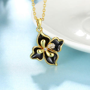 Elegant and Fashion Plated Gold Four-leafed Clover Pendant with Austrian Element Crystal and Necklace - Glamorousky
