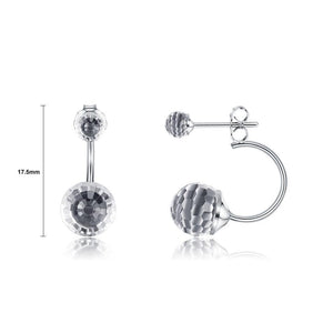925 Sterling Silver Simple Fashion Geometric Round Earrings with White Austrian Element Crystal - Glamorousky