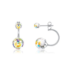 Load image into Gallery viewer, 925 Sterling Silver Simple Fashion Geometric Round Earrings with Colorful Austrian Element Crystals - Glamorousky
