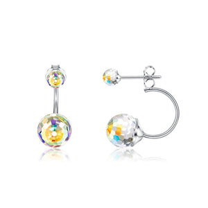 925 Sterling Silver Simple Fashion Geometric Round Earrings with Colorful Austrian Element Crystals - Glamorousky