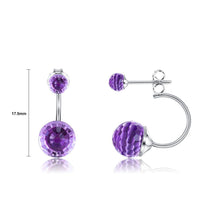 Load image into Gallery viewer, 925 Sterling Silver Simple Fashion Geometric Round Earrings with Purple Austrian Element Crystal - Glamorousky