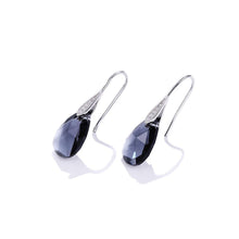 Load image into Gallery viewer, 925 Sterling Silver Simple Fashion Water Drop Earrings with Black Austrian Element Crystal - Glamorousky