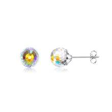 Load image into Gallery viewer, 925 Sterling Silver Simple Geometric Round Earrings with Colorful Austrian Element Crystals - Glamorousky