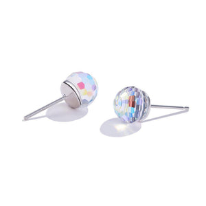 925 Sterling Silver Simple Geometric Round Earrings with Colorful Austrian Element Crystals - Glamorousky