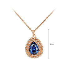 Load image into Gallery viewer, Elegant Plated Rose Gold Water Drop Pendant with Blue Cubic Zircon and Necklace - Glamorousky