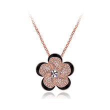 Load image into Gallery viewer, Elegant Plated Rose Gold Flower Pendant with Cubic Zircon and Necklace - Glamorousky