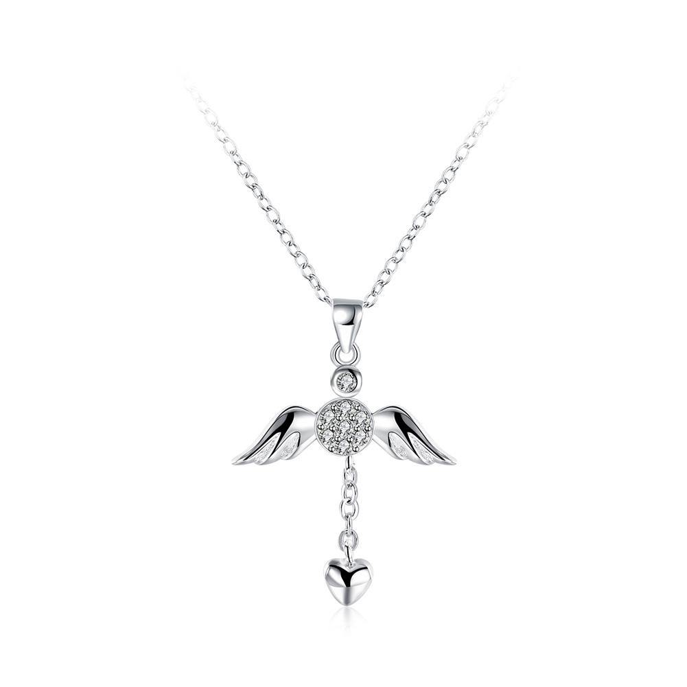 Fashion Heart Wing Pendant with Cubic Zircon and Necklace - Glamorousky
