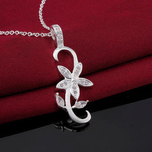 Simple and Fashion Flower Pendant with Cubic Zircon and Necklace - Glamorousky
